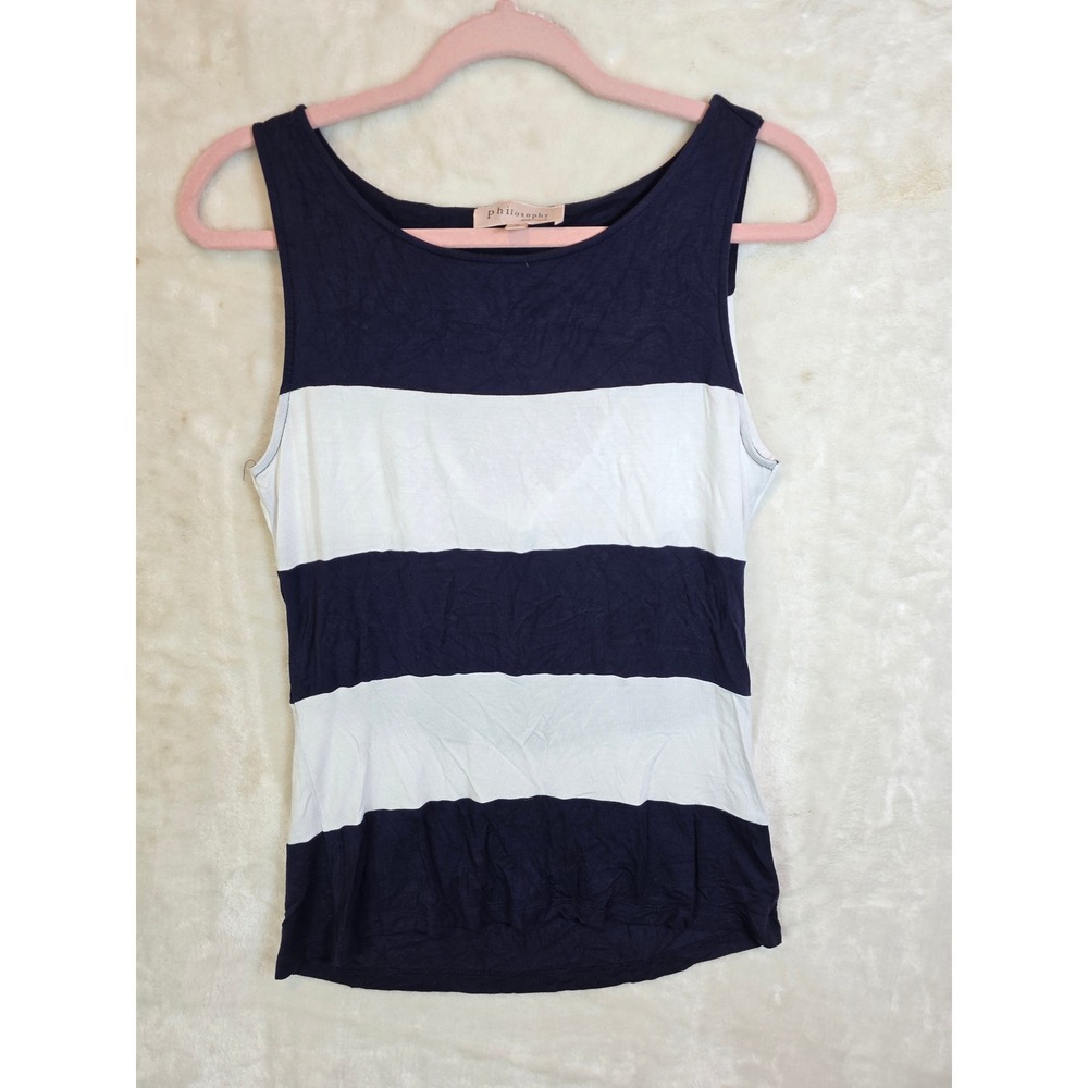 Philosophy Republic Clothing Navy White Striped Cowl Back Tank Top Womens Medium